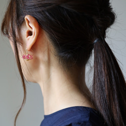 蓮花耳環/無耳洞耳環【七月誕生月花】 第4張的照片