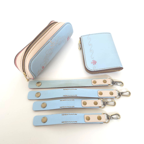 ランドセルリメイク Aセット 二つおりファスナー財布、ペンケース