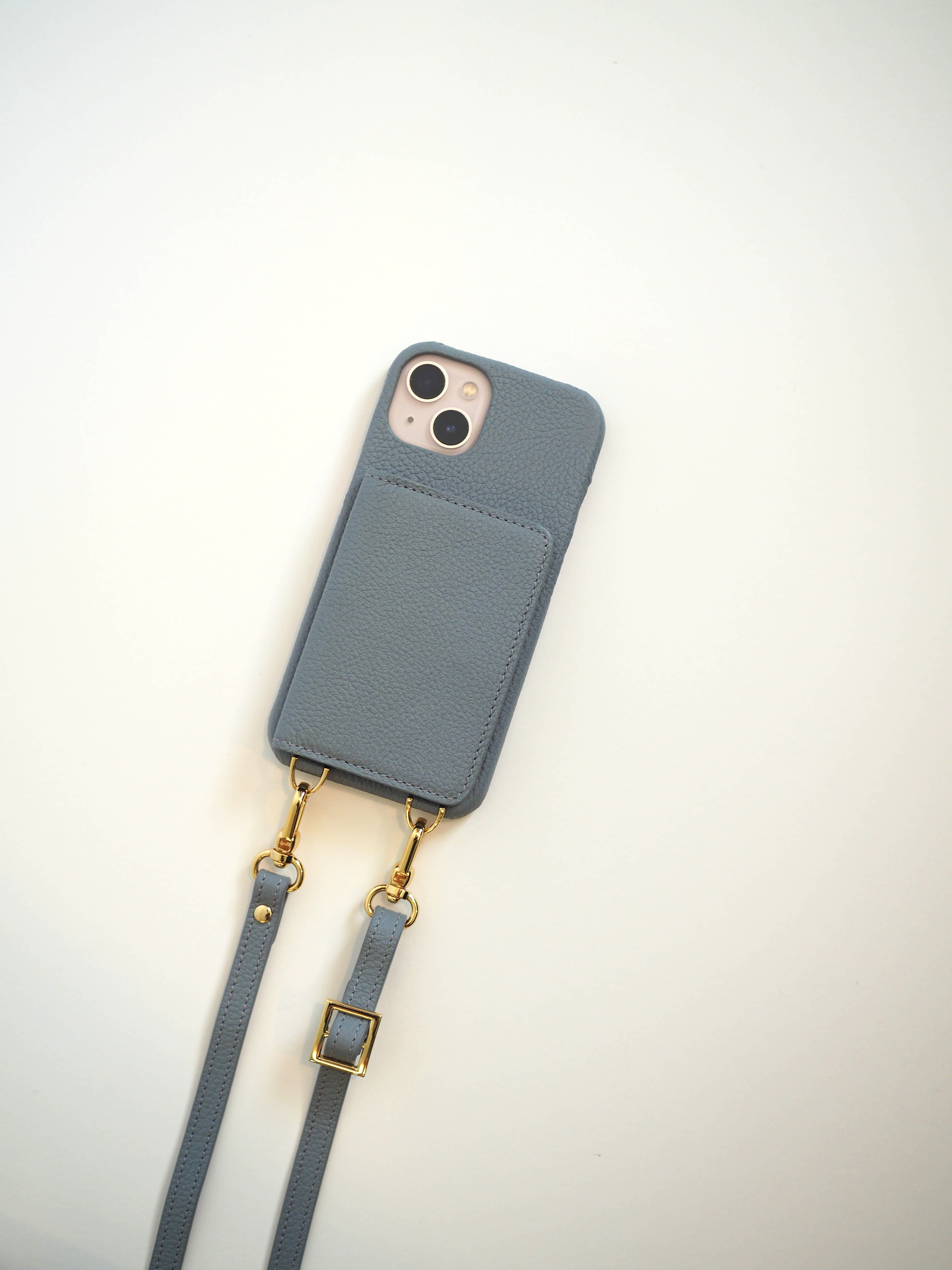 ショルダー名入れiphoneケース 背面収納 Gamuu本革 受注製作