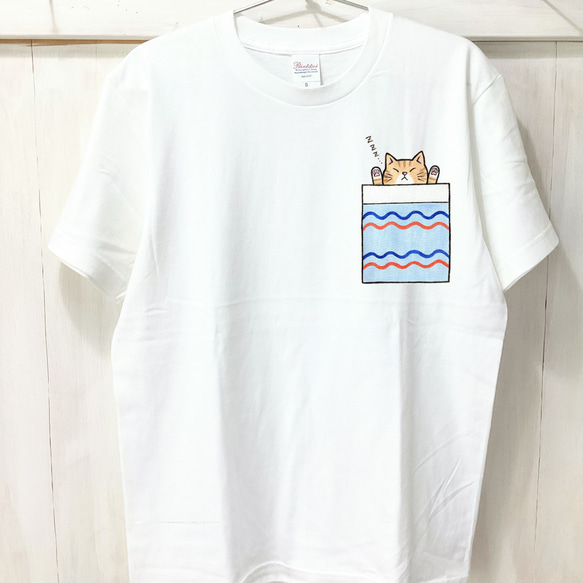 選べる！ネコちゃん手描きTシャツ【受注制作】【男女兼用】 2枚目の画像