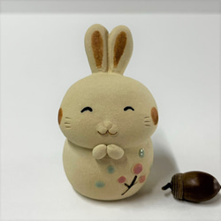 【受注制作】干支　ちっちゃい卯　と赤布　Ａ-274　陶製　/Rabbit/兔子 5枚目の画像