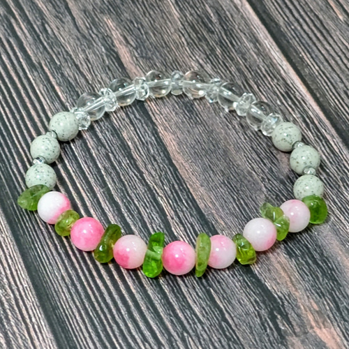 かわいらしい♡桃 ブレスレット 医者いらずの石 北投石 ホルミシス効果
