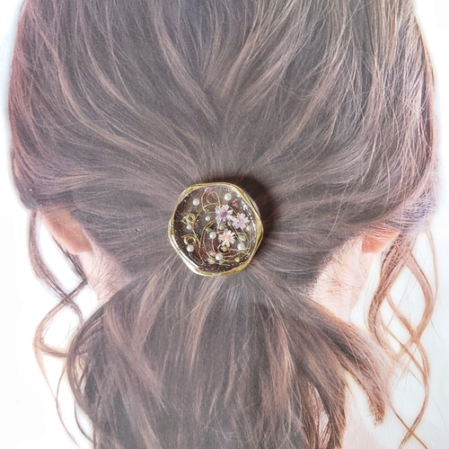 スターフラワーのアレンジヘアゴム✣大きめ!ウェーブリングとレジン