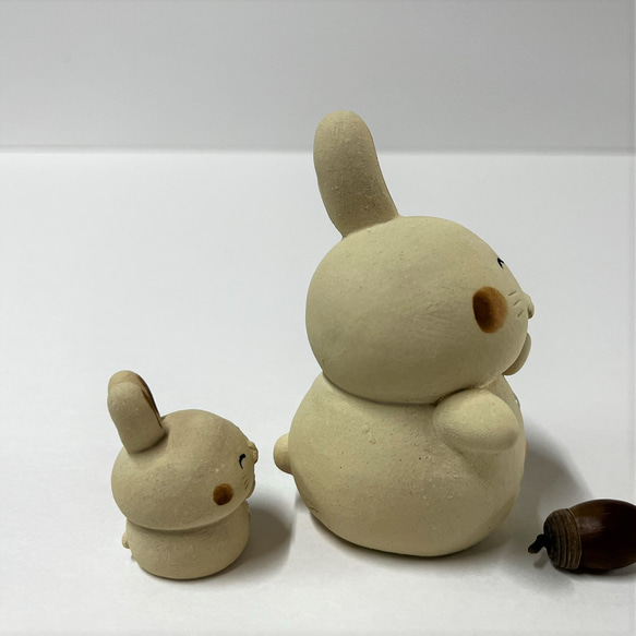 干支　親子卯　と赤布　Ａ-278　陶製　/Rabbit/兔子 4枚目の画像