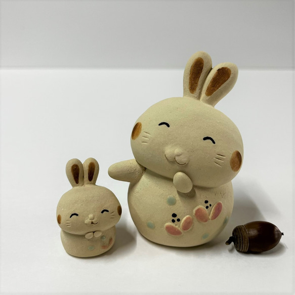 干支　親子卯　と赤布　Ａ-278　陶製　/Rabbit/兔子 3枚目の画像