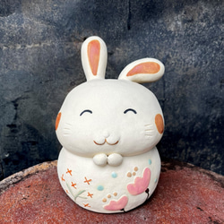 十二生肖微笑兔A-279陶瓷/兔/兔 第1張的照片