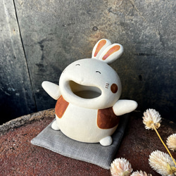 Yai no Rabbit（帶小墊子）O-214 Ceramic /Rabbit/Inko 第2張的照片