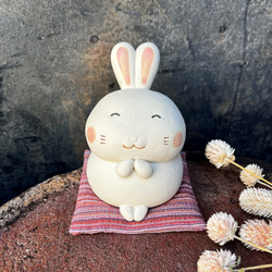 うふふうさぎ（極小座布団 別） O-215 陶製 /Rabbit/兔子