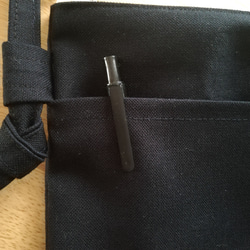 帆布のおさんぽサコッシュ　ブラック　スマホ　ポケット付き ショルダー シンプルポシェット 10枚目の画像