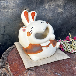 喜劇兔（小）帶墊（中）O-209陶瓷/Rabbit/rabbit 第2張的照片