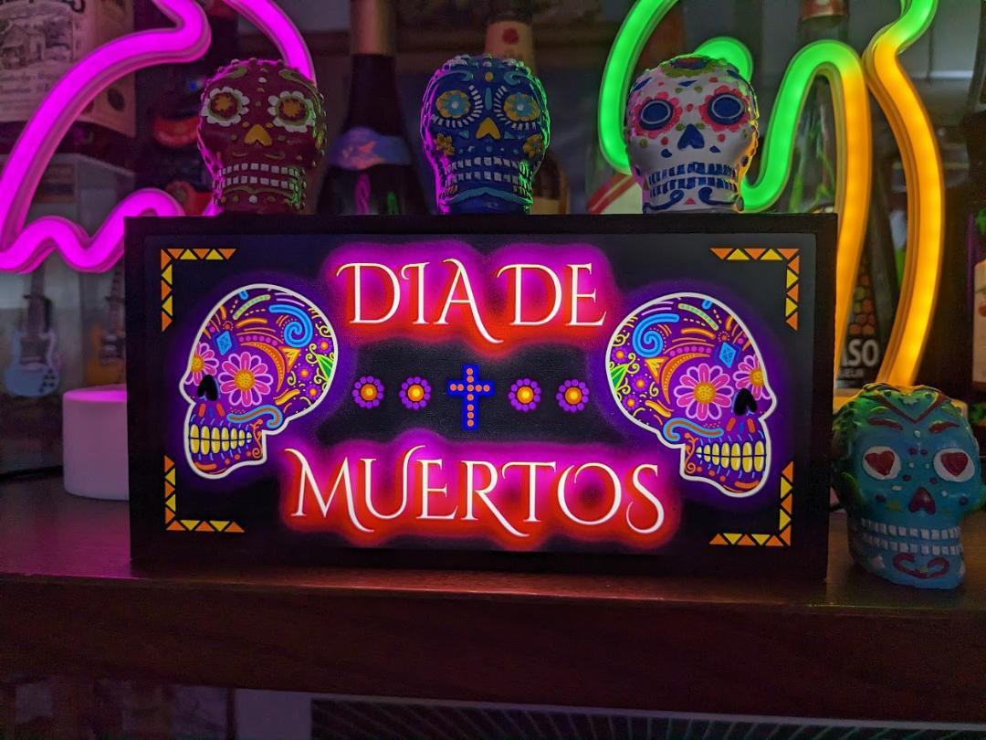 メキシコ メキシカンスカル 死者の日 カラベラ 骸骨 スカル ドクロ お祭り ランプ 看板 置物 雑貨 ライトBOX
