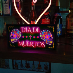 メキシコ メキシカンスカル 死者の日 カラベラ 骸骨 スカル ドクロ お祭り ランプ 看板 置物 雑貨 ライトBOX 5枚目の画像