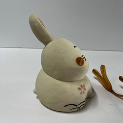 笑臉兔（小）帶墊（中）O-210陶瓷/Rabbit/rabbit 第5張的照片