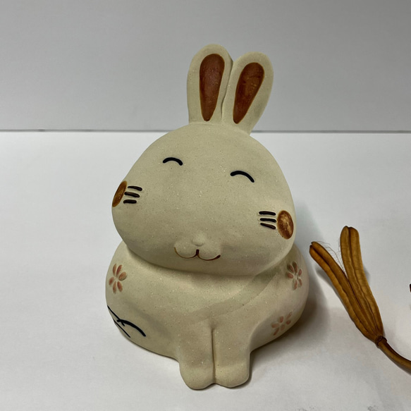 にっこりうさぎ　Ｏ-210　陶製　　/Rabbit/兔子 4枚目の画像