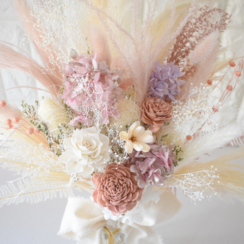 ナチュラルドライフラワー くすみ系ソフトカラー マタニティフォト