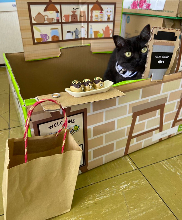 【定形外発送 送料無料】猫用おしゃれ首輪　カフェエプロン風　黒　安全バックル 5枚目の画像