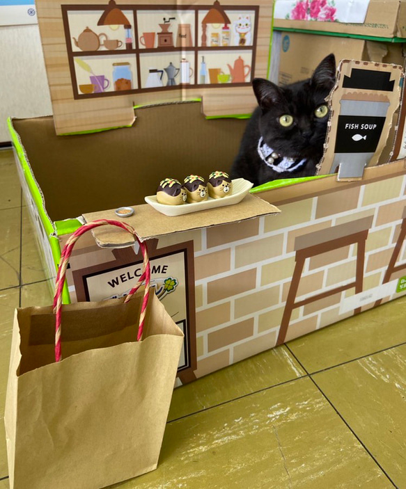 【定形外発送 送料無料】猫用おしゃれ首輪　カフェエプロン風　　新色ボタニカルブルー　安全バックル 6枚目の画像