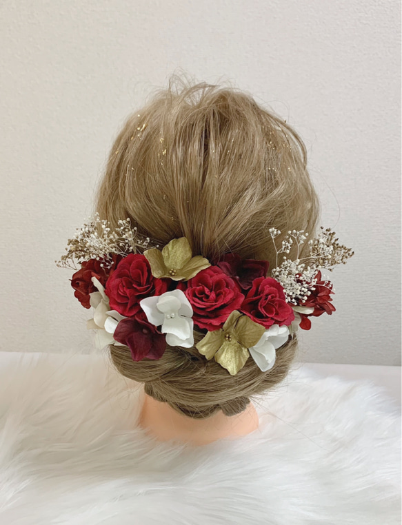 ヘッドドレス　髪飾り　ウェディング　成人式　卒業式　結婚式　　和装　袴  no.18 ローズ 1枚目の画像