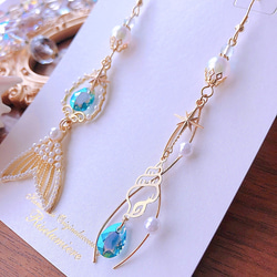 【再販8】アシンメトリーなパールマーメイドピアス／イヤリング　 3枚目の画像