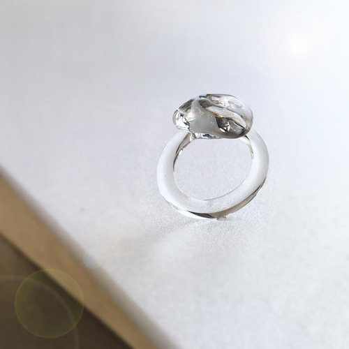 透明さざれ石・スモーキーグレー×オフホワイト オールガラス製のガラス