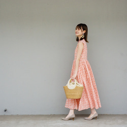 \20%降價/花卉印花棉質連衣裙（橙色） 第4張的照片