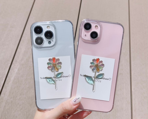 iPhone 12mini フラワーケース付き　早い者勝ち R53レインボーフラワーケース クリアケース フラワーケース iPhone全