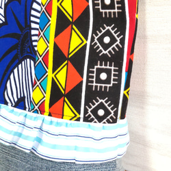 アフリカ布  リメイクデニム大きめポーチ 5枚目の画像