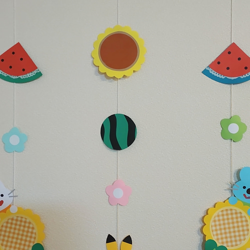 ひまわりとすいかの吊るし飾り♪ 保育園 飾り 壁面 夏 その他アート