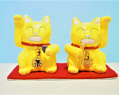 黄色と紫色 福招き猫 黄色と紫色 福招き猫 楽天市場】黄色