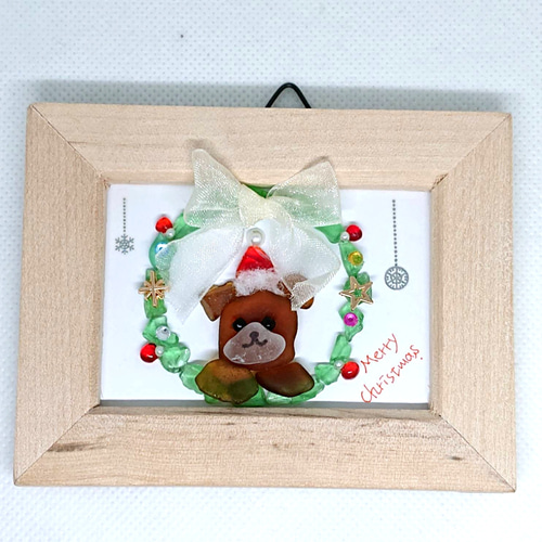 シーグラスアート くまさんのクリスマスリース その他アート puqoo
