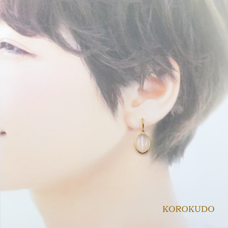 キャッツアイ・ムーンストーン ピアス