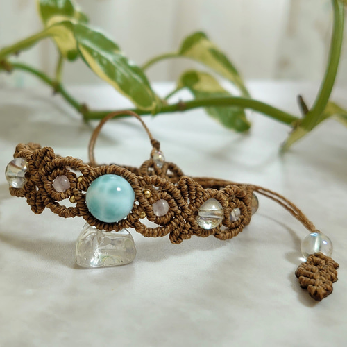 149マクラメ天然石☆ブレスレット：ラリマー ブレスレット いろは 通販