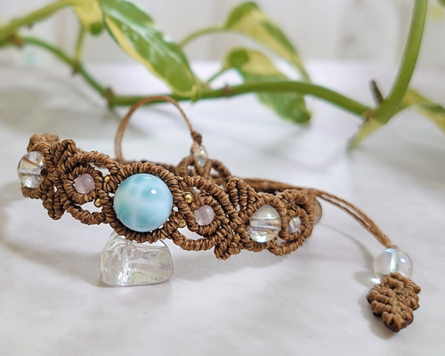 149マクラメ天然石☆ブレスレット：ラリマー ブレスレット いろは 通販