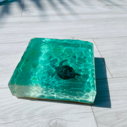 新作　インテリアアートブロック　白砂の海　エメラルドグリーンの海とカメ　 2枚目の画像