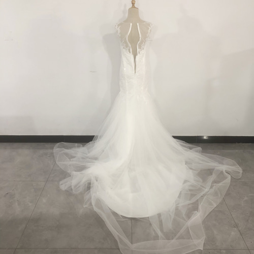 ガリアラハブ風ウエディングドレス マーメイド スーパーロングトレーン  