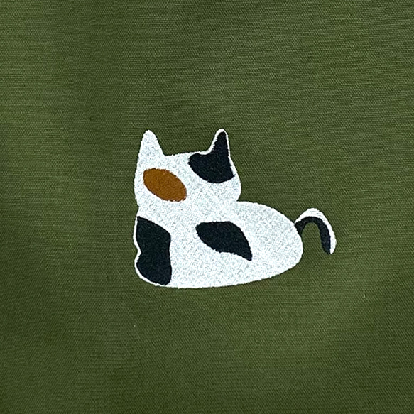 お餅猫の刺繍 レギュラーキャンバスコットントートバッグ/エコバッグ【送料無料】 6枚目の画像