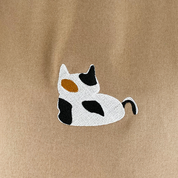 お餅猫の刺繍 レギュラーキャンバスコットントートバッグ/エコバッグ【送料無料】 8枚目の画像