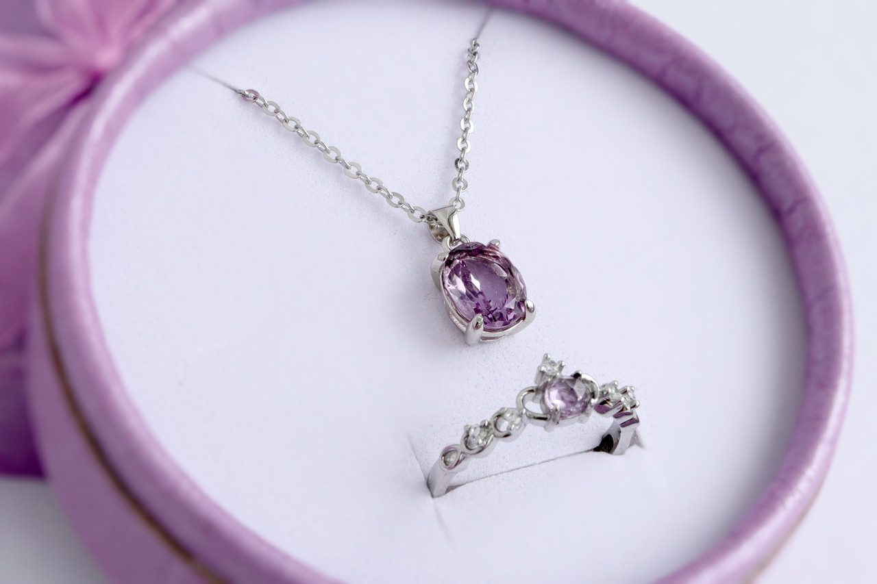 2月誕生石＊アメジストのリング&ペンダント＊天然石【elegant】