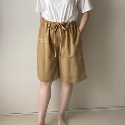 着物リメイクショートパンツ キャメル ハーフパンツ アトリエ