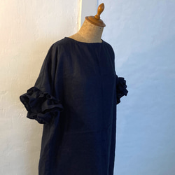 ダブルフリル袖のワンピース・ブラック 10枚目の画像