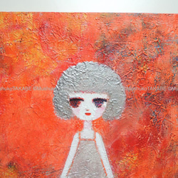[my red yarn] #painting #絵 #アート #女の子 #赤い糸 #パールホワイトとシルバーでキラキラ 4枚目の画像