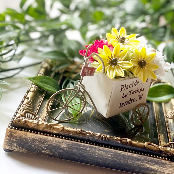 ♡母親節♡絲綢面料～不需要保養的花～「向日葵自行車內飾」Tsumami作品 第1張的照片