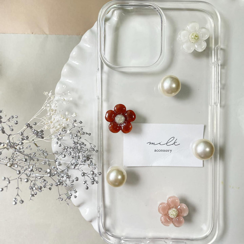 iPhoneケース スマホケース レジン お花 クリアケース iPhoneケース 