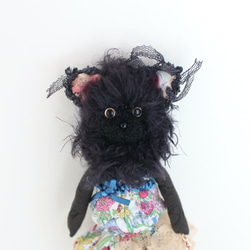 長毛黒猫のミニぬいぐるみ13cm  バックチャーム付き 1枚目の画像