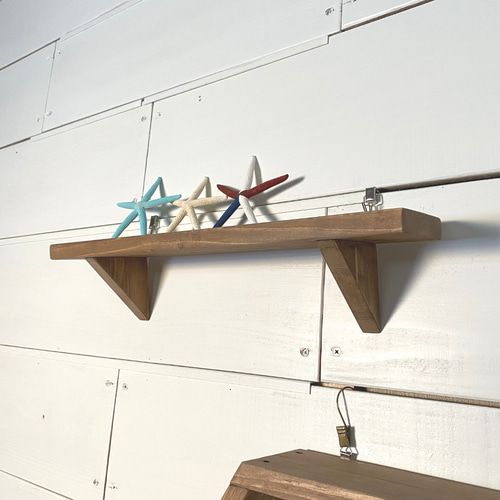 ウォールシェルフ 木製 ヘキサゴン & 飾り棚 2個set ブラウン 棚