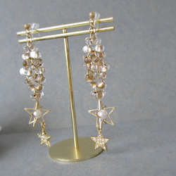 Clear beads×Double star earring*3946* 9枚目の画像