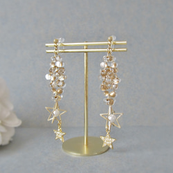 Clear beads×Double star earring*3946* 2枚目の画像