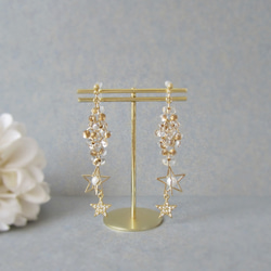 Clear beads×Double star earring*3946* 6枚目の画像