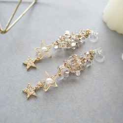 Clear beads×Double star earring*3946* 4枚目の画像