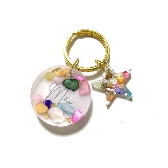 送料無料】名入れキーホルダー＊キーリング＊レジン＊ストラップ